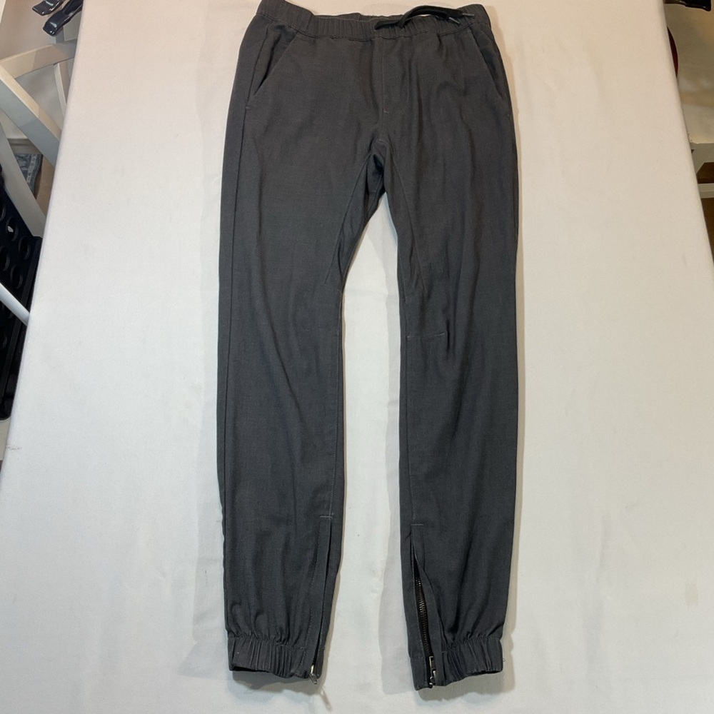 PacSun Heather Grey‎ Black Pants Drawstring Size S Elastic, Zipper Ankles